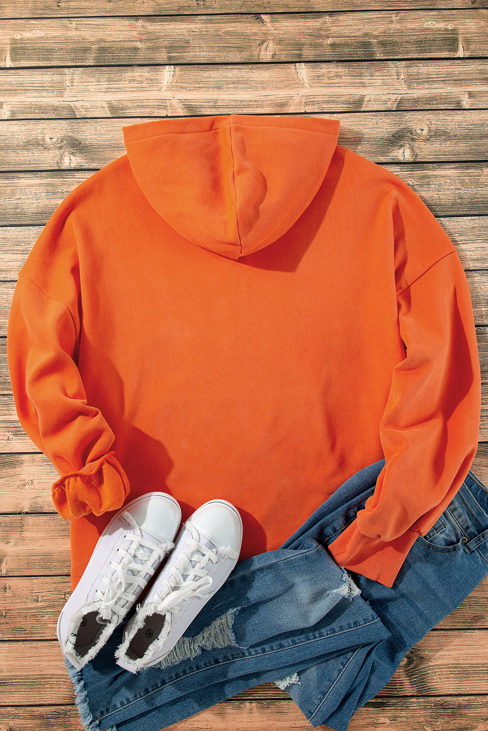 Bonbon Fleece Lined Half Zipper Kangaroo Pockets Loose Hoodie