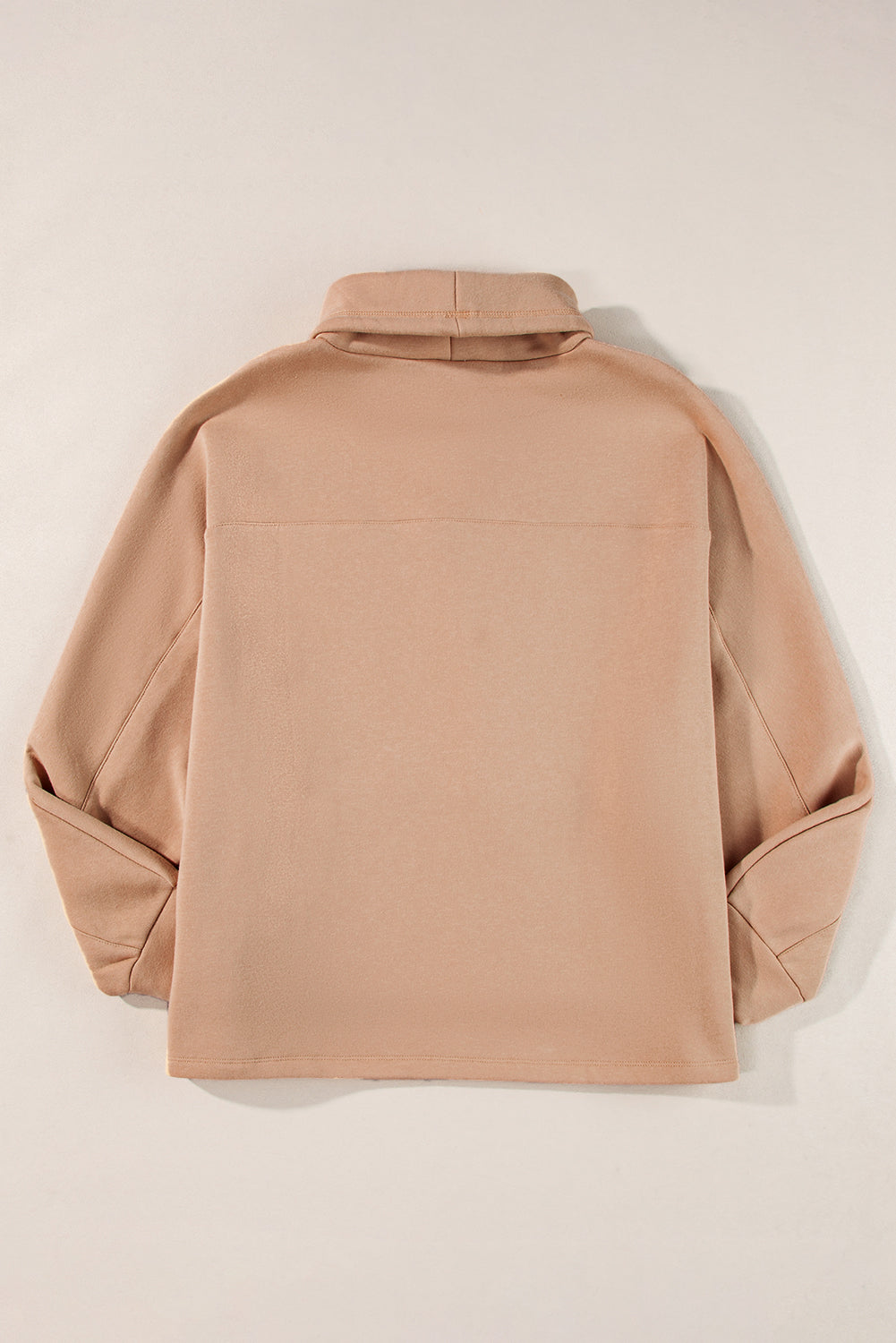 Apricot Drawstring Turtleneck Dolman Sleeve Sweatshirt