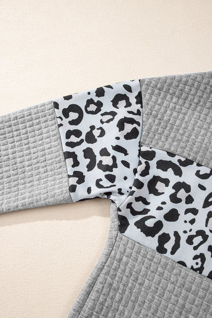 Parchment Leopard Quilted Patchwork Crew Neck Sweatshirt
