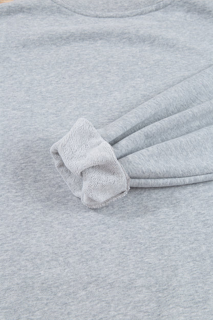 Navy Blue Plain Drop Shoulder Crewneck Pullover Sweatshirt