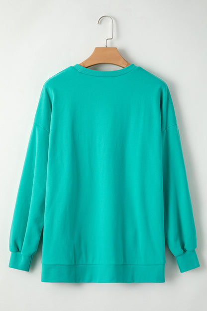 Parchment Solid O Neck High Low Hem Pullover Sweatshirt