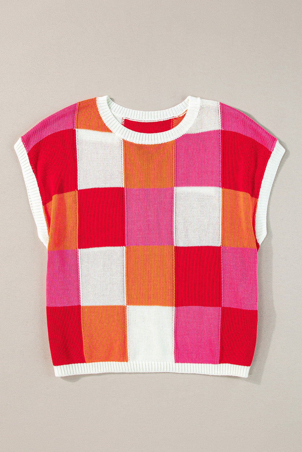 Dark Green Color Block Cap Sleeve Sweater