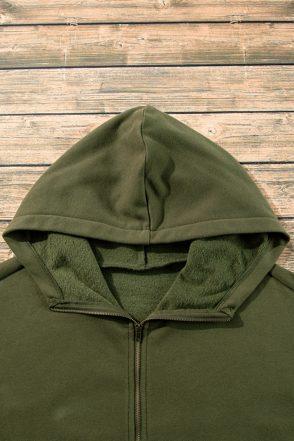 Bonbon Fleece Lined Half Zipper Kangaroo Pockets Loose Hoodie