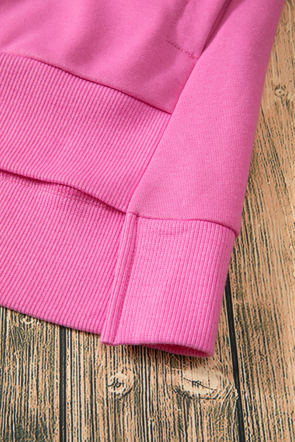 Parchment Solid O Neck High Low Hem Pullover Sweatshirt