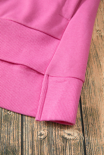 Parchment Solid O Neck High Low Hem Pullover Sweatshirt