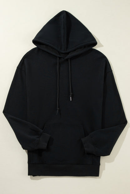 Bonbon Fleece Lined Kangaroo Pocket Drawstring Chunky Hoodie