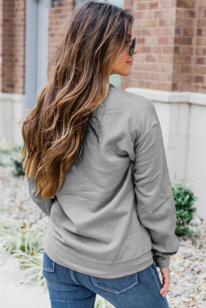 Dark Green Solid Classic Crewneck Pullover Sweatshirt