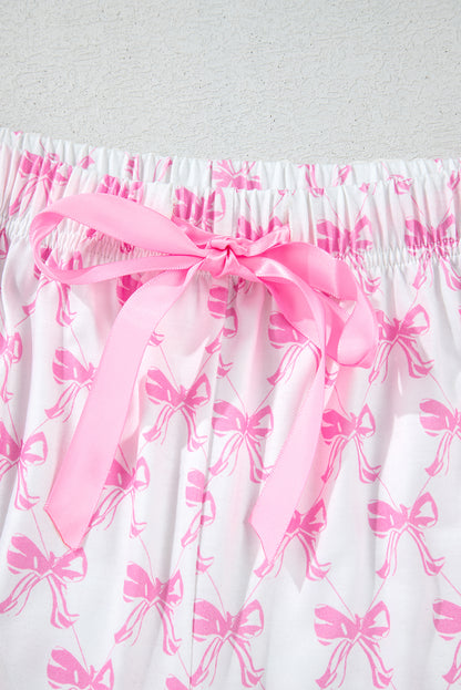 Green Clover Printed Short Sleeve and Ruffled Shorts Pajama Set