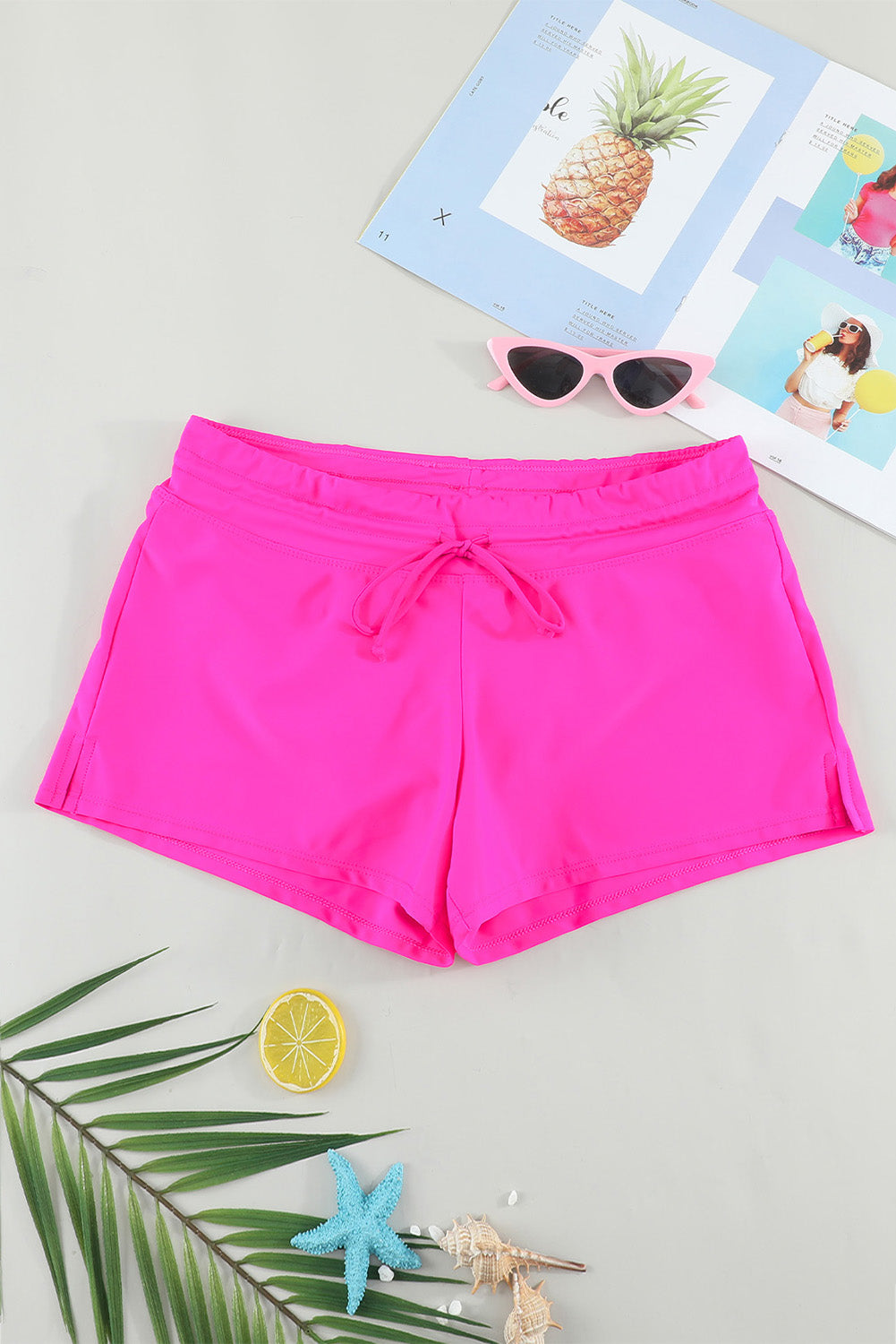 Violet Strap Trim Black Women Swim Boardshort