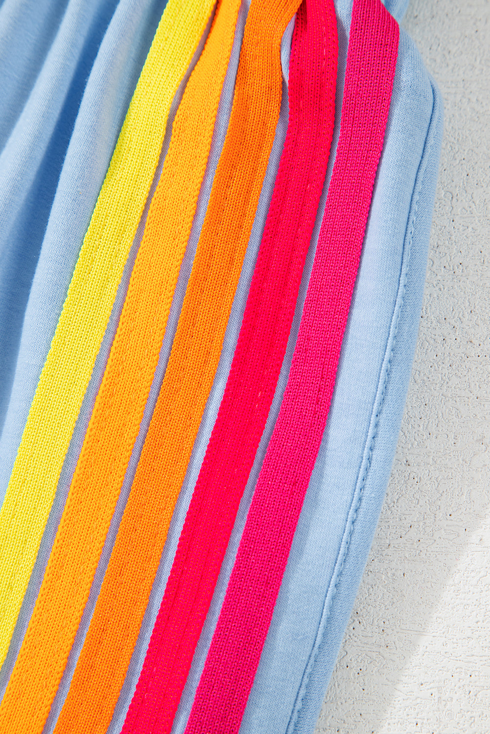 Bonbon Color Block Stripes Elastic High Waist Active Shorts