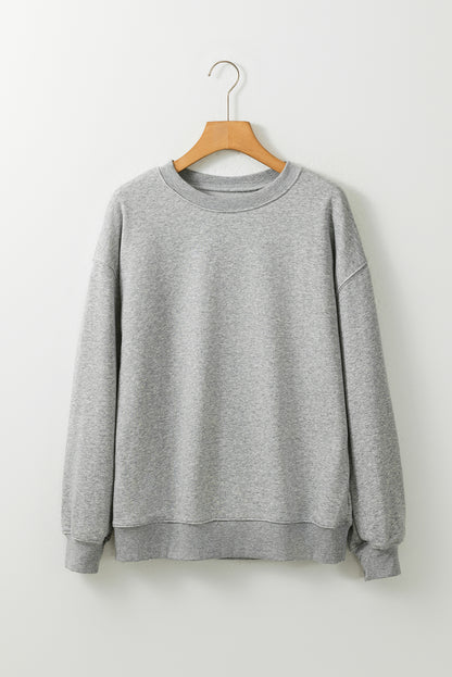 Dark Green Solid Classic Crewneck Pullover Sweatshirt