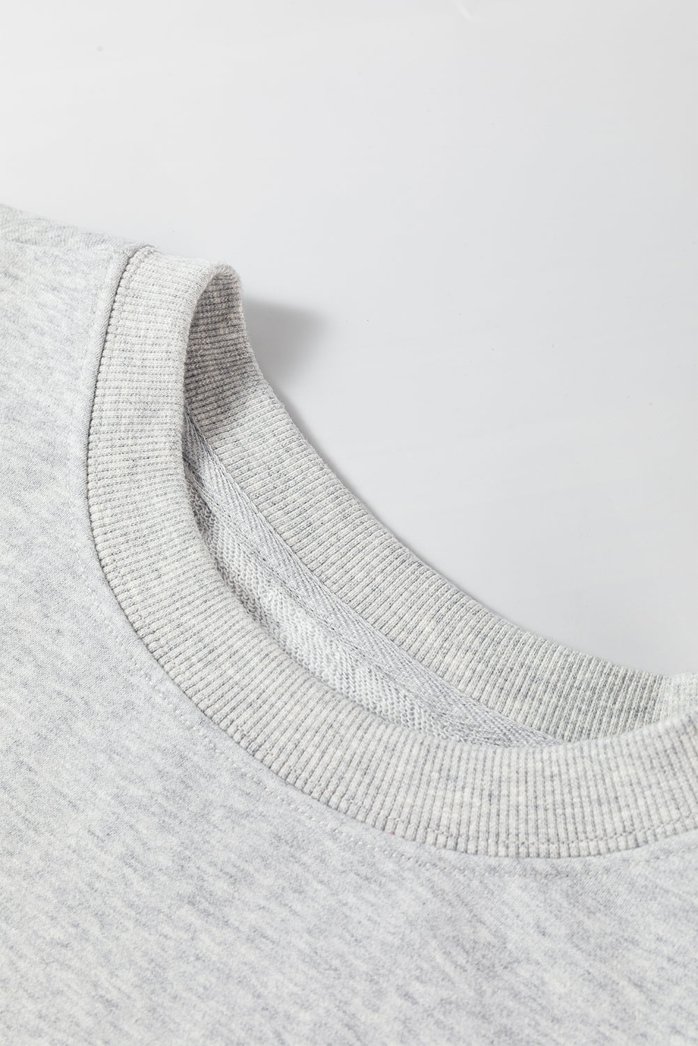Navy Blue Plain Drop Shoulder Crewneck Pullover Sweatshirt