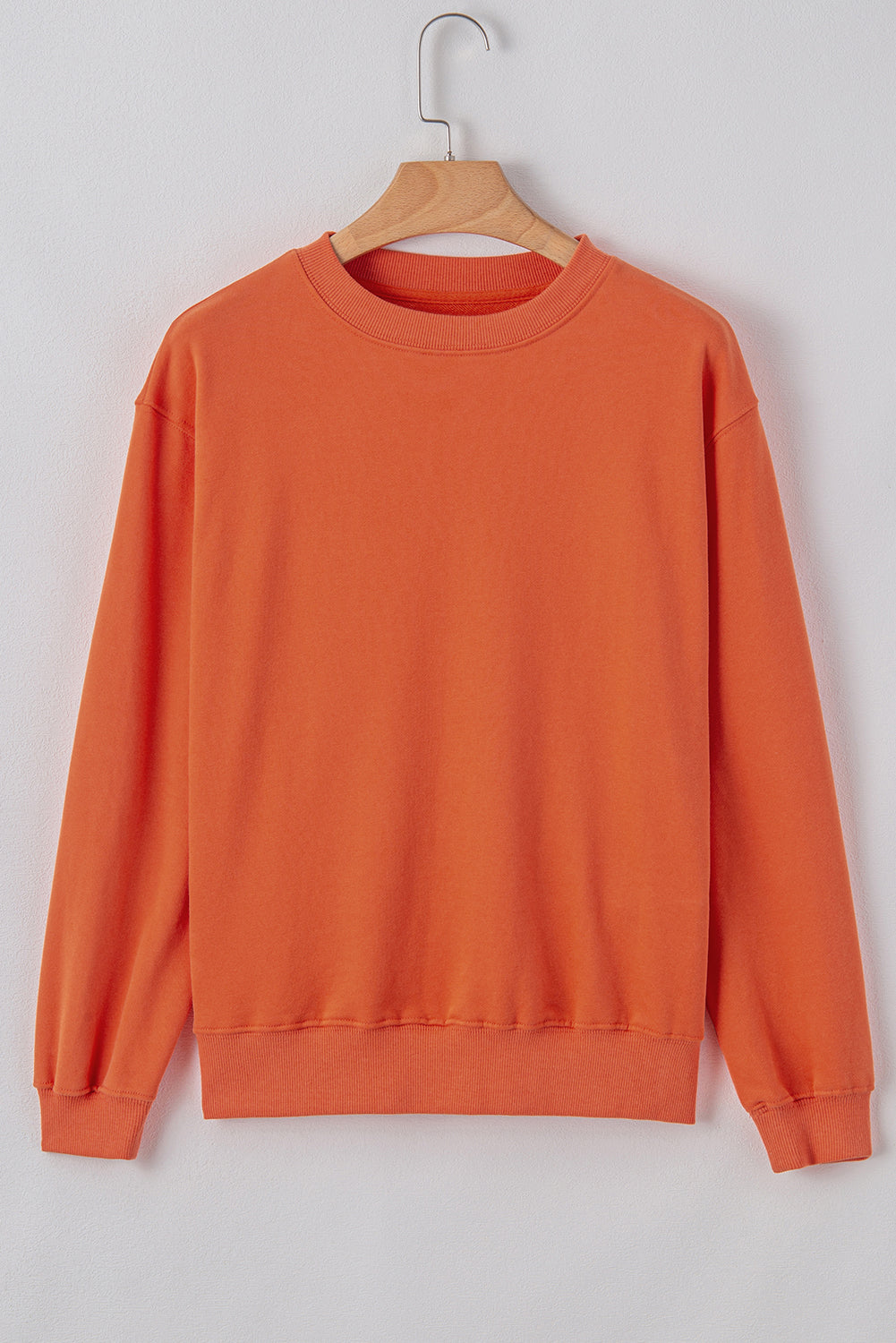 Navy Blue Plain Drop Shoulder Crewneck Pullover Sweatshirt