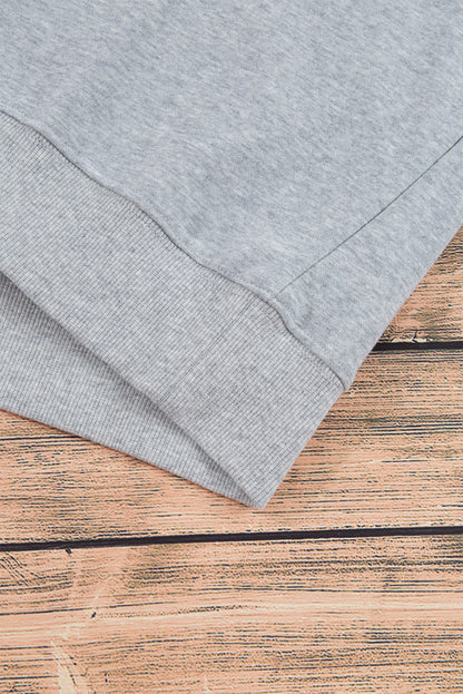 Navy Blue Plain Drop Shoulder Crewneck Pullover Sweatshirt