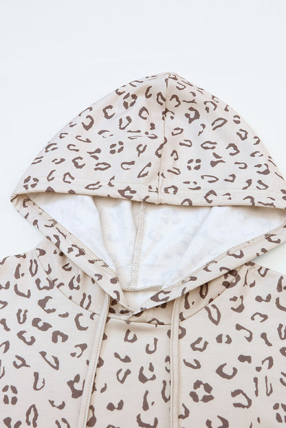 Printed Subtle Slit Plus Size Leopard Hoodie