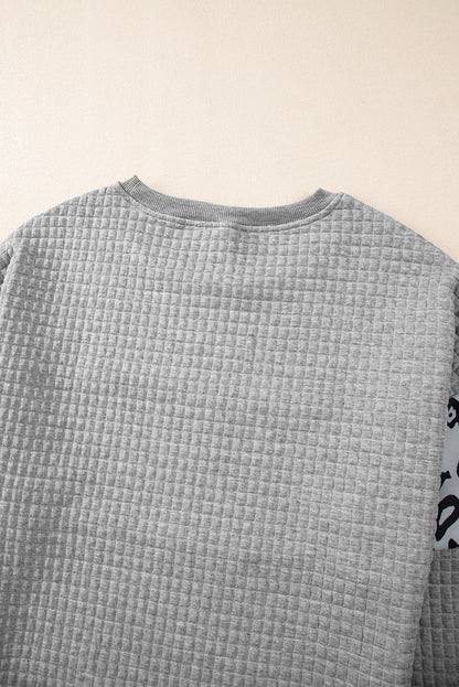 Parchment Leopard Quilted Patchwork Crew Neck Sweatshirt