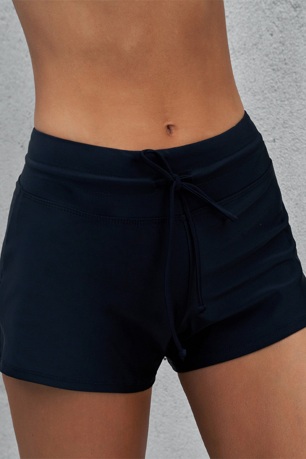 Violet Strap Trim Black Women Swim Boardshort