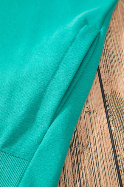 Parchment Solid O Neck High Low Hem Pullover Sweatshirt