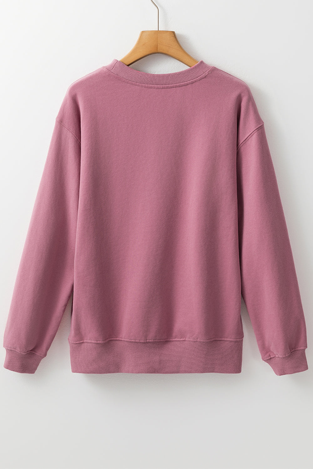 Navy Blue Plain Drop Shoulder Crewneck Pullover Sweatshirt
