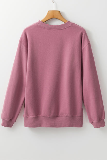 Navy Blue Plain Drop Shoulder Crewneck Pullover Sweatshirt