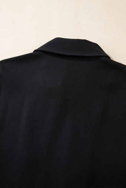 Red Dahlia Collar Tab Sleeve Zip Up Flap Detail Jacket