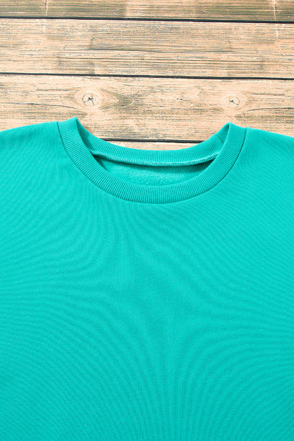 Valerian Solid Fleece Lined Drop Shoulder High Low Sweatshirt