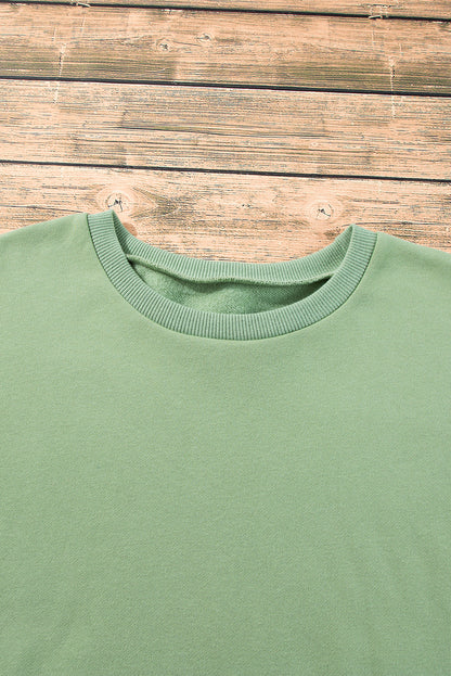 Valerian Solid Fleece Lined Drop Shoulder High Low Sweatshirt