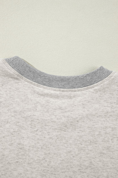 Parchment Color Block Thumbhole Sleeve Drop Shoulder Sweatshirt