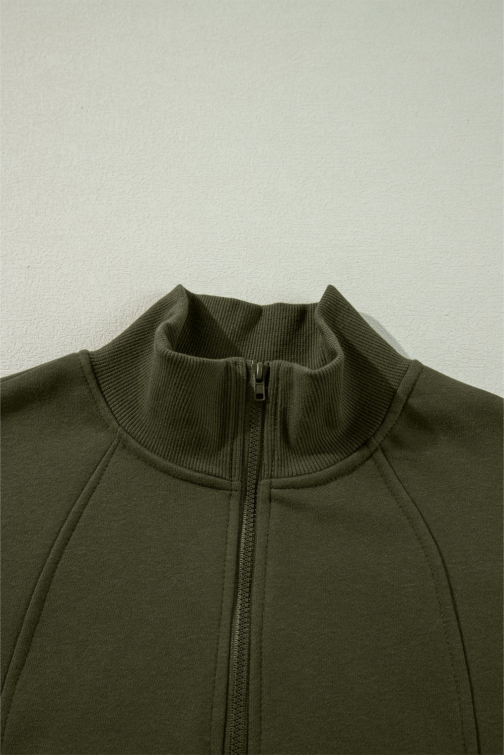 Smoke Gray Zipped Neck Pullover Drop Shoulder Sweatshirt