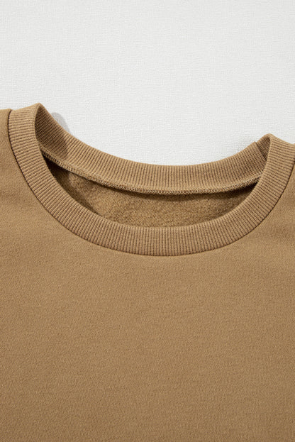Valerian Solid Fleece Lined Drop Shoulder High Low Sweatshirt
