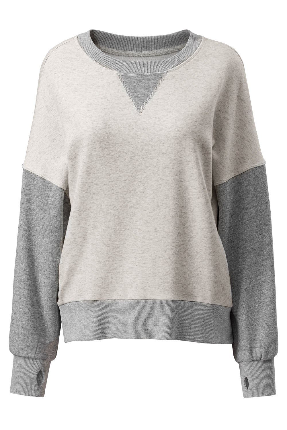 Parchment Color Block Thumbhole Sleeve Drop Shoulder Sweatshirt