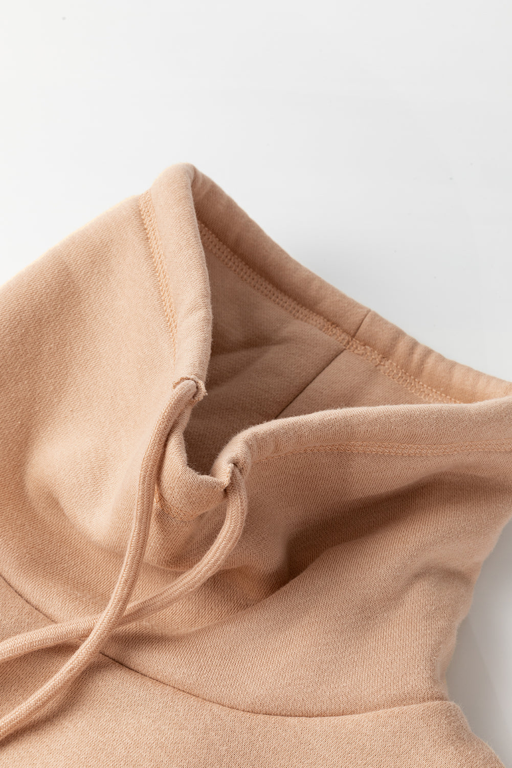 Apricot Drawstring Turtleneck Dolman Sleeve Sweatshirt