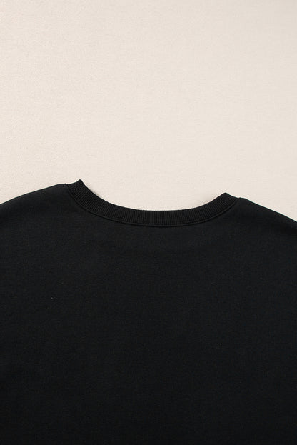 Dark Green Solid Classic Crewneck Pullover Sweatshirt