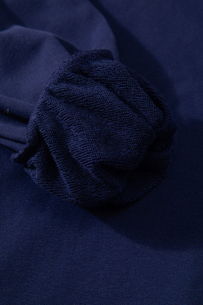 Parchment Solid O Neck High Low Hem Pullover Sweatshirt