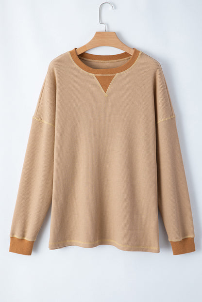 Gray Thermal Pullover Loose Sweatshirt