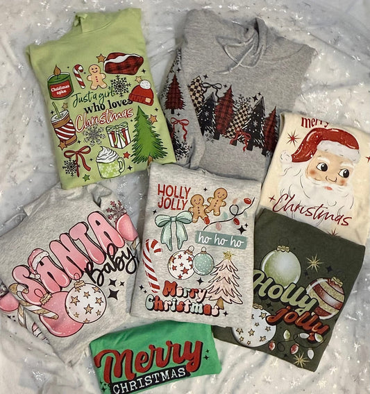 2 MYSTERY Christmas Holiday Shirts