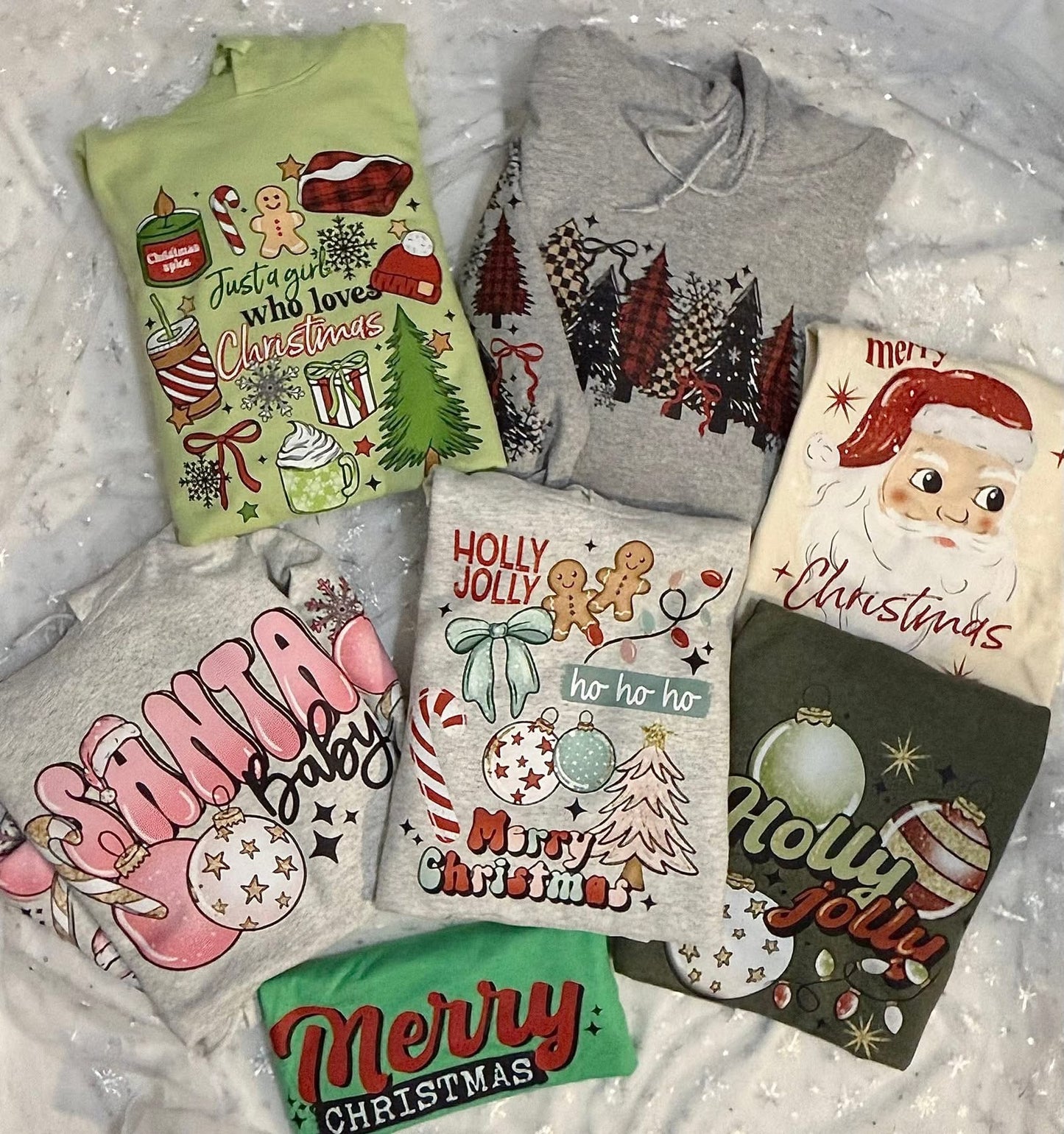 2 MYSTERY Christmas Holiday Shirts - 1 Tshirt and 1 Sweatshirt