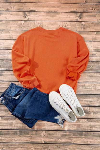 Navy Blue Plain Drop Shoulder Crewneck Pullover Sweatshirt