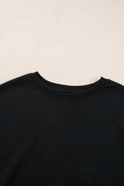 Dark Green Solid Classic Crewneck Pullover Sweatshirt