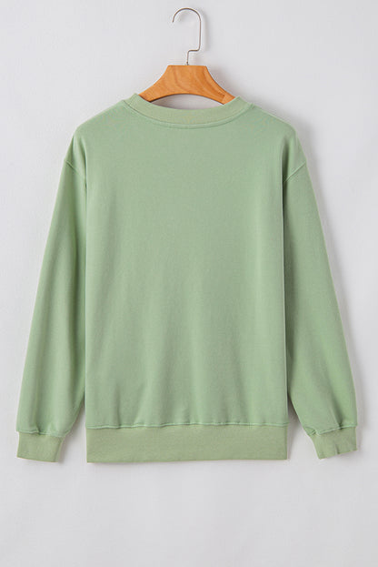 Navy Blue Plain Drop Shoulder Crewneck Pullover Sweatshirt