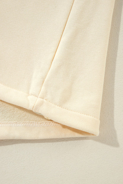 Bonbon Fleece Lined Half Zipper Kangaroo Pockets Loose Hoodie