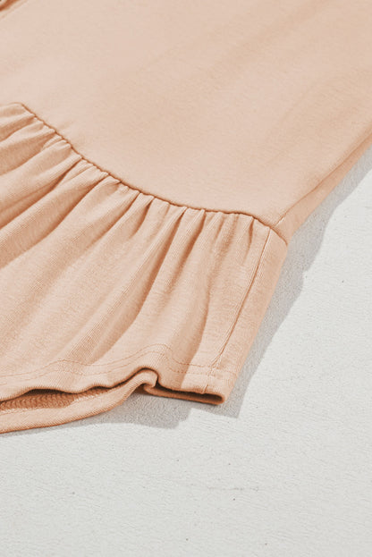 Jet Stream Ruffled V Neck Buttoned V Neck Shirt
