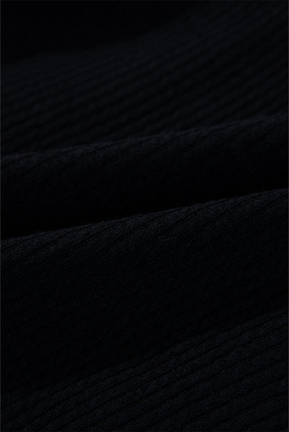 Black Solid Color Corduroy Buttoned Long Sleeve Shacket