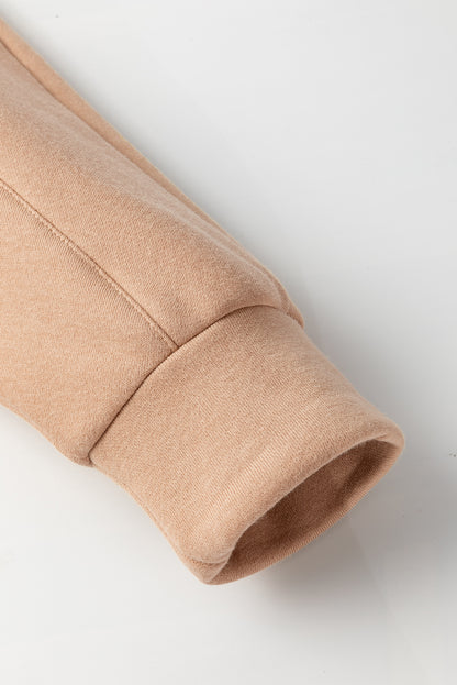 Apricot Drawstring Turtleneck Dolman Sleeve Sweatshirt