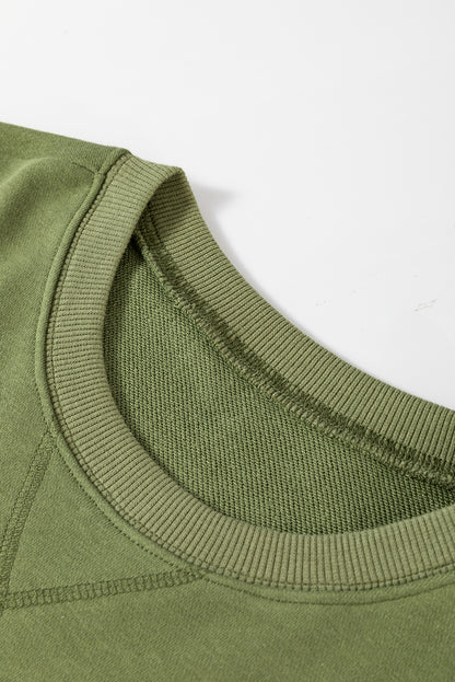 Black Drop Shoulder Crisscross Stitching Pocketed Loose Sweatshirt