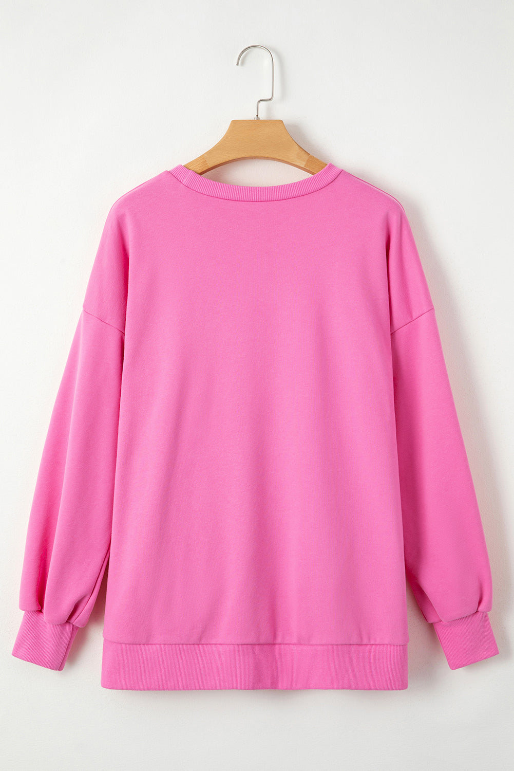 Parchment Solid O Neck High Low Hem Pullover Sweatshirt