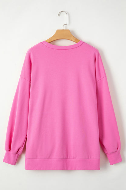 Parchment Solid O Neck High Low Hem Pullover Sweatshirt