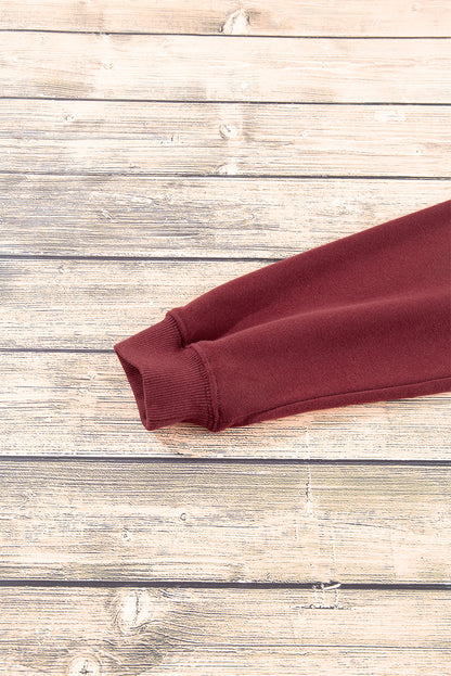 Navy Blue Plain Drop Shoulder Crewneck Pullover Sweatshirt