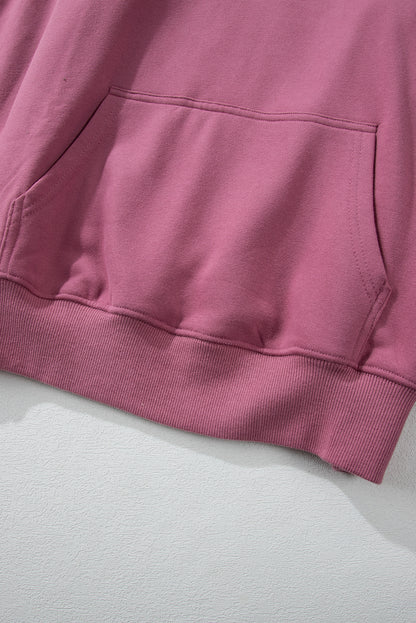 Bonbon Fleece Lined Kangaroo Pocket Drawstring Chunky Hoodie