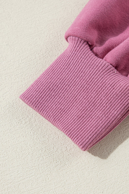 Parchment Solid O Neck High Low Hem Pullover Sweatshirt